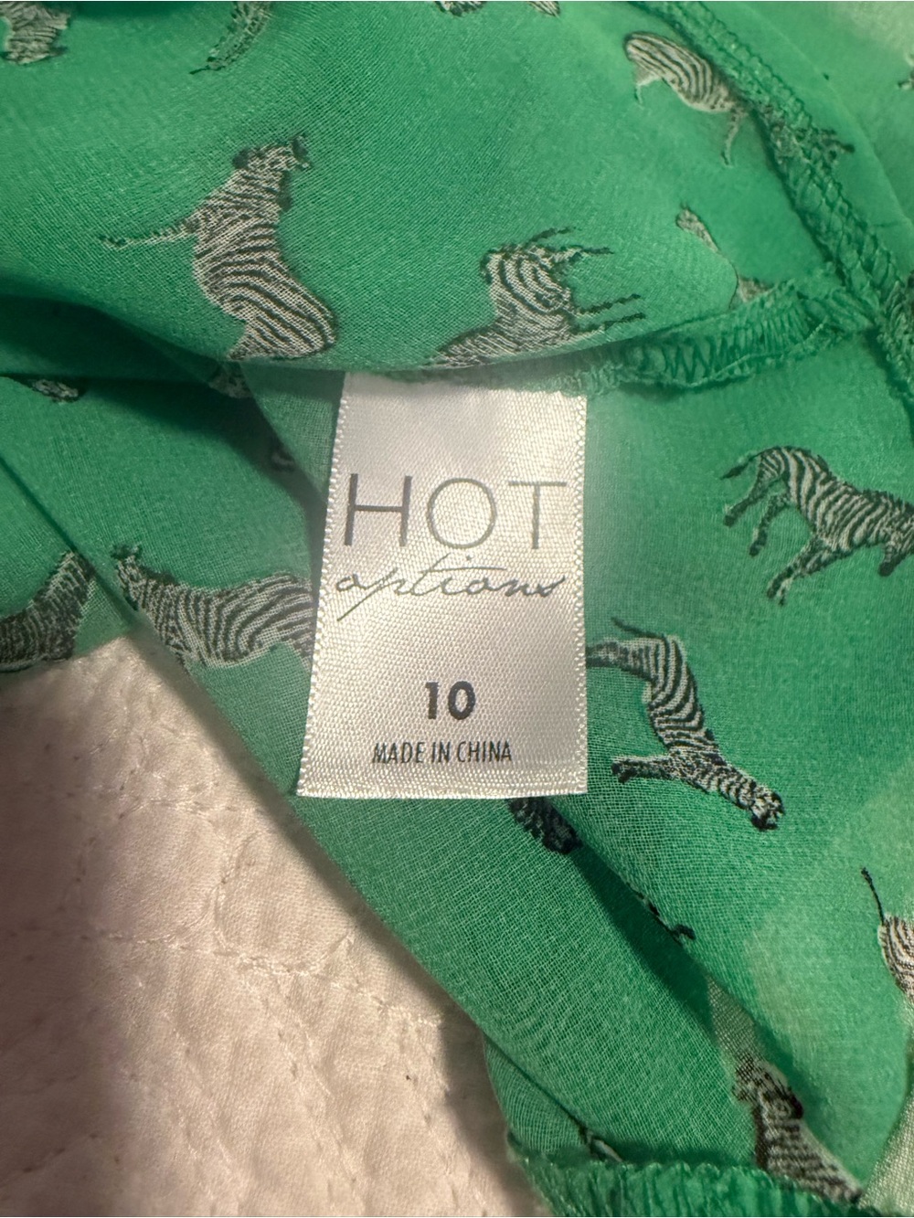 HOT Options Zebra Print Sleeveless Blouse Green Peter Pan Collar Size 10 - Picture 4 of 8